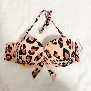 La Vie en Rose Leopard Print Bikini Top